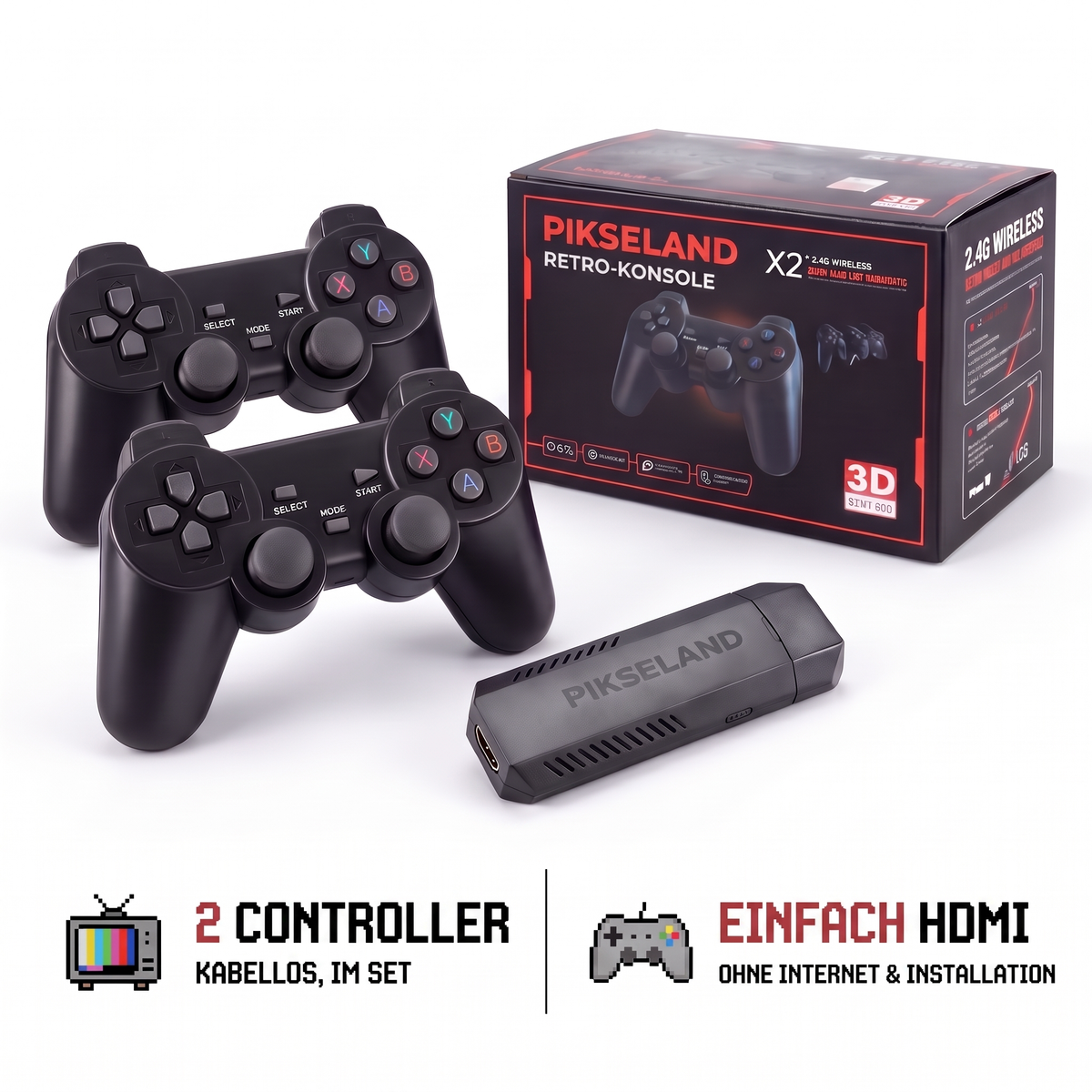 PIKSELAND Retro-Set mit zwei Controllern