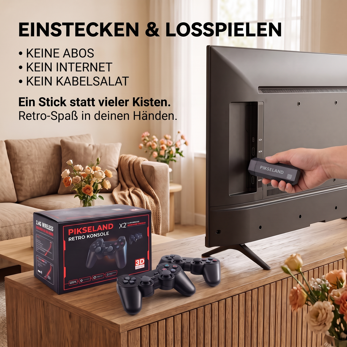 PIKSELAND™ - Retro Konzole Plug & Play + 2 Pady