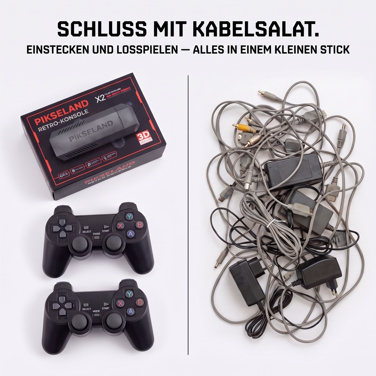 PIKSELAND™ - Retro Konzole Plug & Play + 2 Pady
